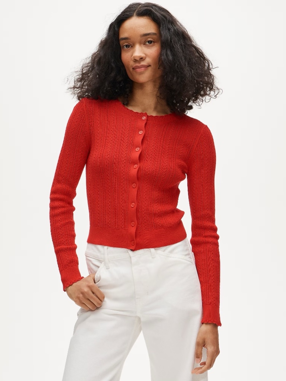 Jackie NWT Pointelle Cardigan Premium Ultra-Fine Cotton Women Size M